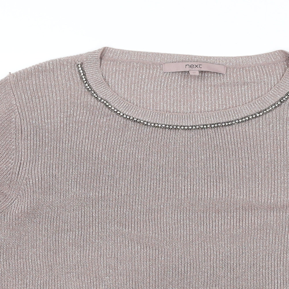 NEXT Womens Pink Scoop Neck Cotton Pullover Jumper Size 12