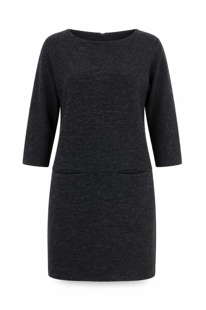 Alice Collins Womens Grey Acrylic Jumper Dress Size 12 Round Neck Zip - Pockets