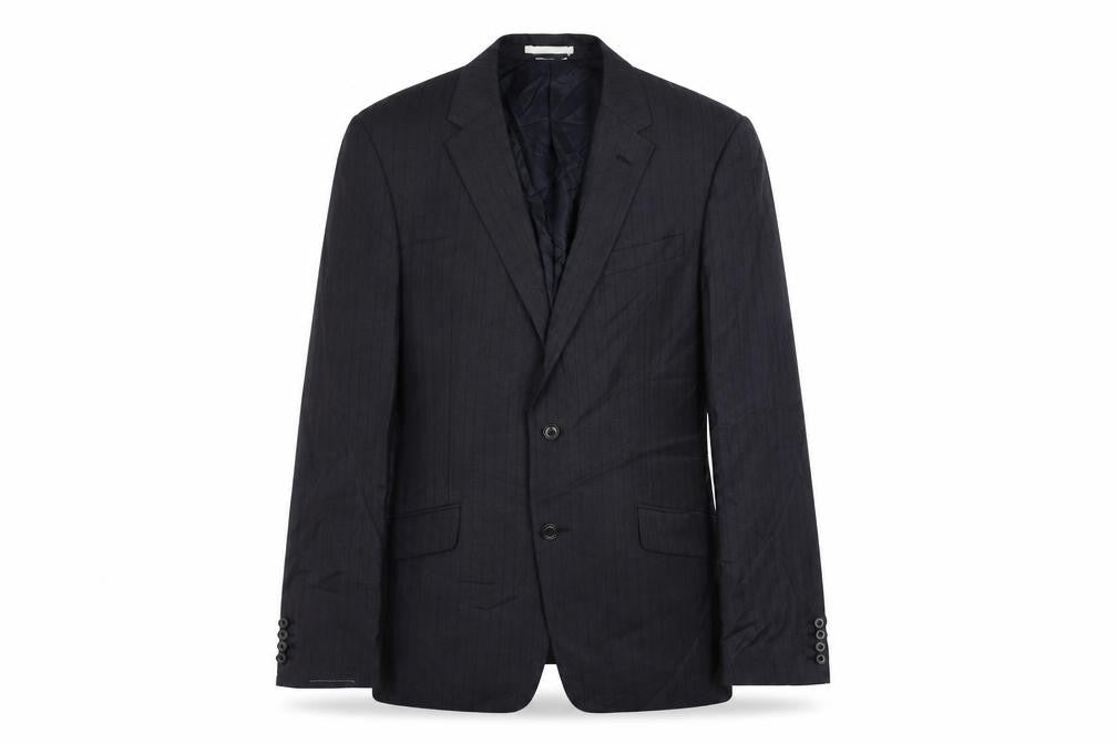 Marks and Spencer Mens Blue Striped Polyester Jacket Suit Jacket Size 42 Regular