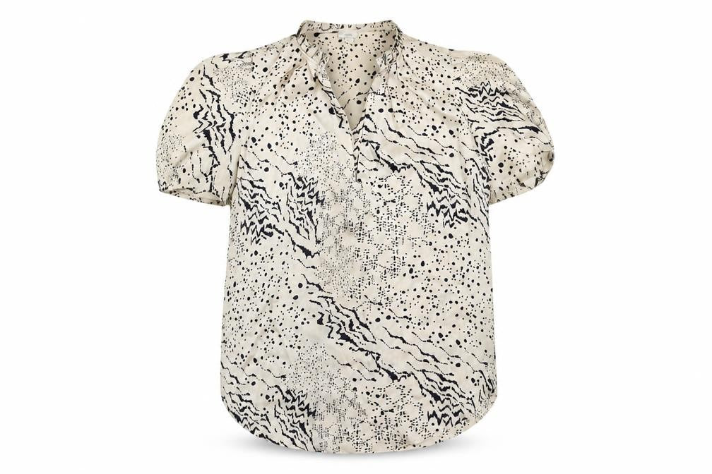 River Island Womens Beige Geometric Polyester Basic Blouse Size 6 V-Neck