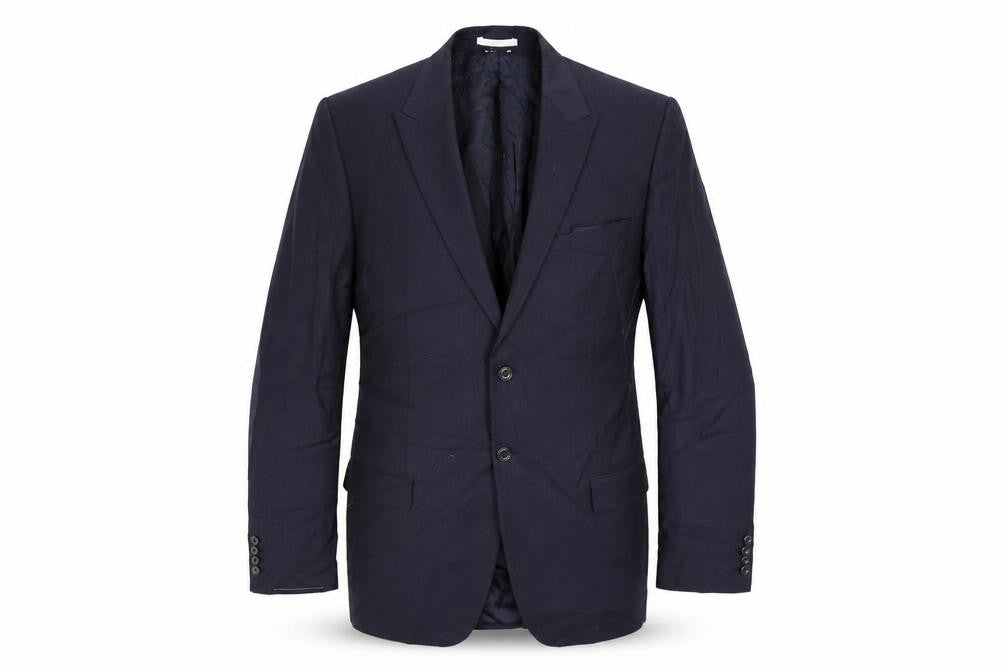 Marks and Spencer Mens Blue Striped Polyester Jacket Suit Jacket Size 46 Regular