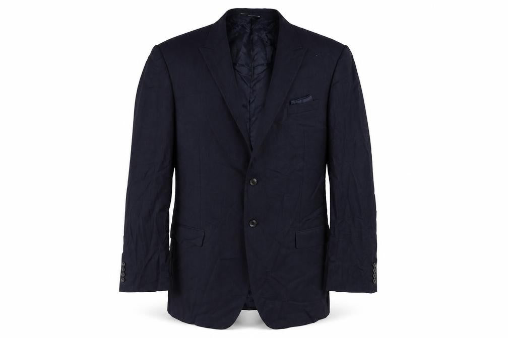 Marks and Spencer Mens Blue Striped Polyester Jacket Suit Jacket Size 48 Regular