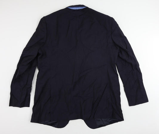 Marks and Spencer Mens Blue Striped Polyester Jacket Suit Jacket Size 48 Regular