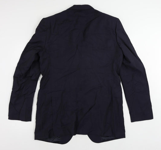 Marks and Spencer Mens Blue Striped Polyester Jacket Suit Jacket Size 42 Regular