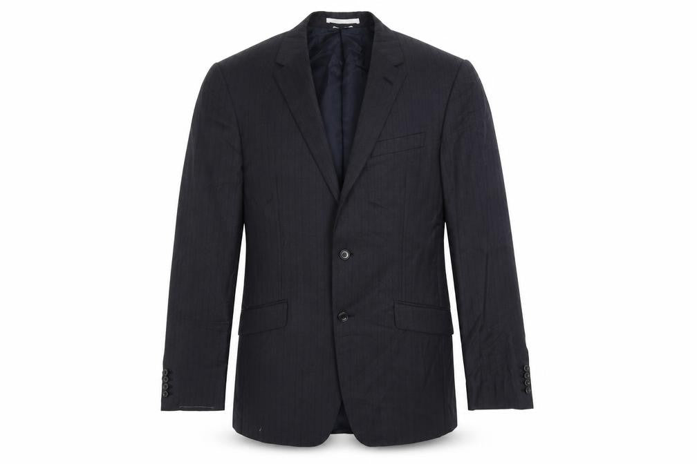 Marks and Spencer Mens Blue Striped Polyester Jacket Suit Jacket Size 38 Regular