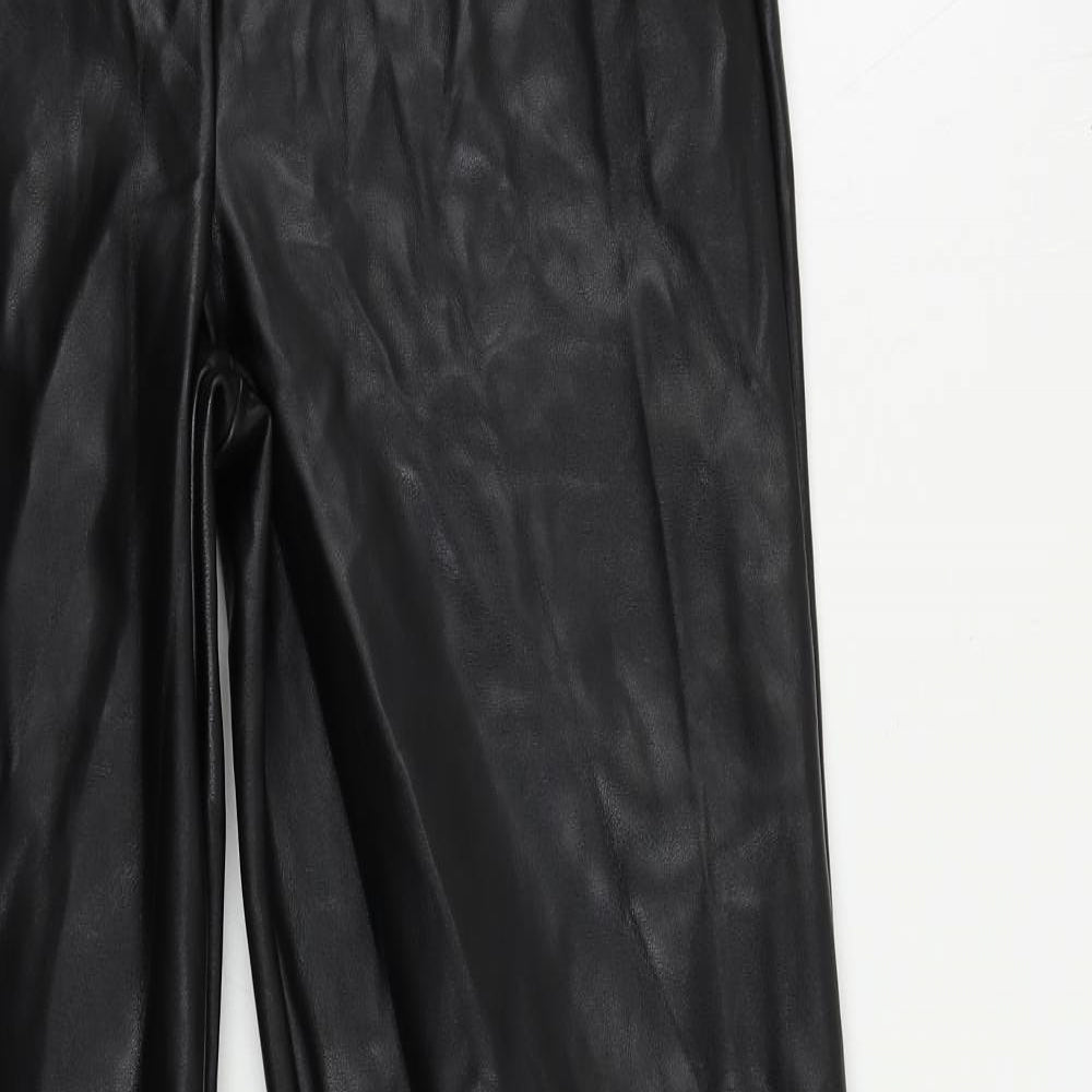 ASOS Womens Black Polyurethane Trousers Size 8 L31 in Regular Zip - Faux Leather