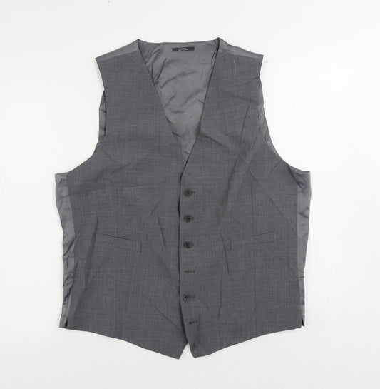 Marks and Spencer Mens Grey Polyester Jacket Suit Waistcoat Size 44 Regular