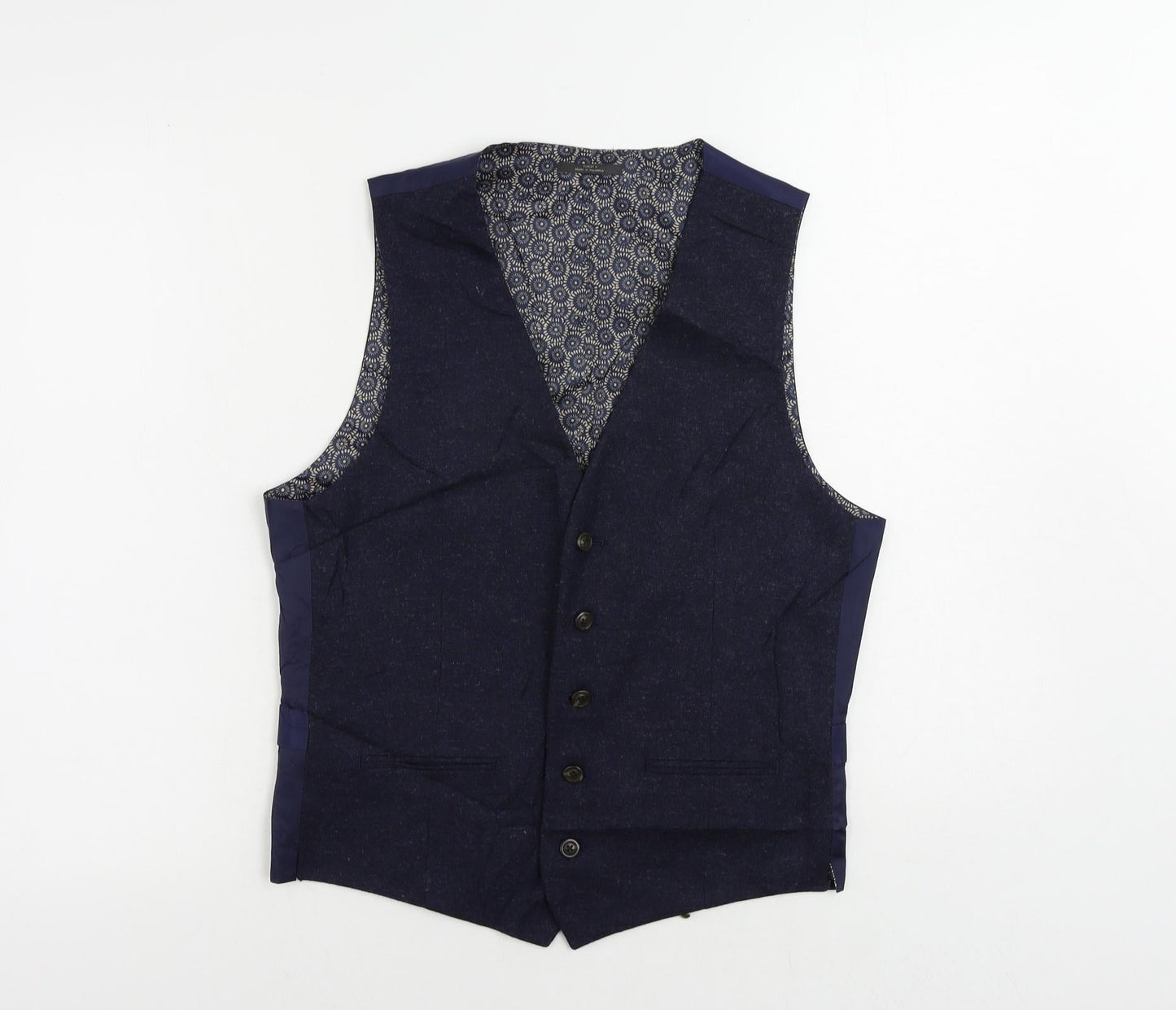 Marks and Spencer Mens Blue Wool Jacket Suit Waistcoat Size 36 Regular