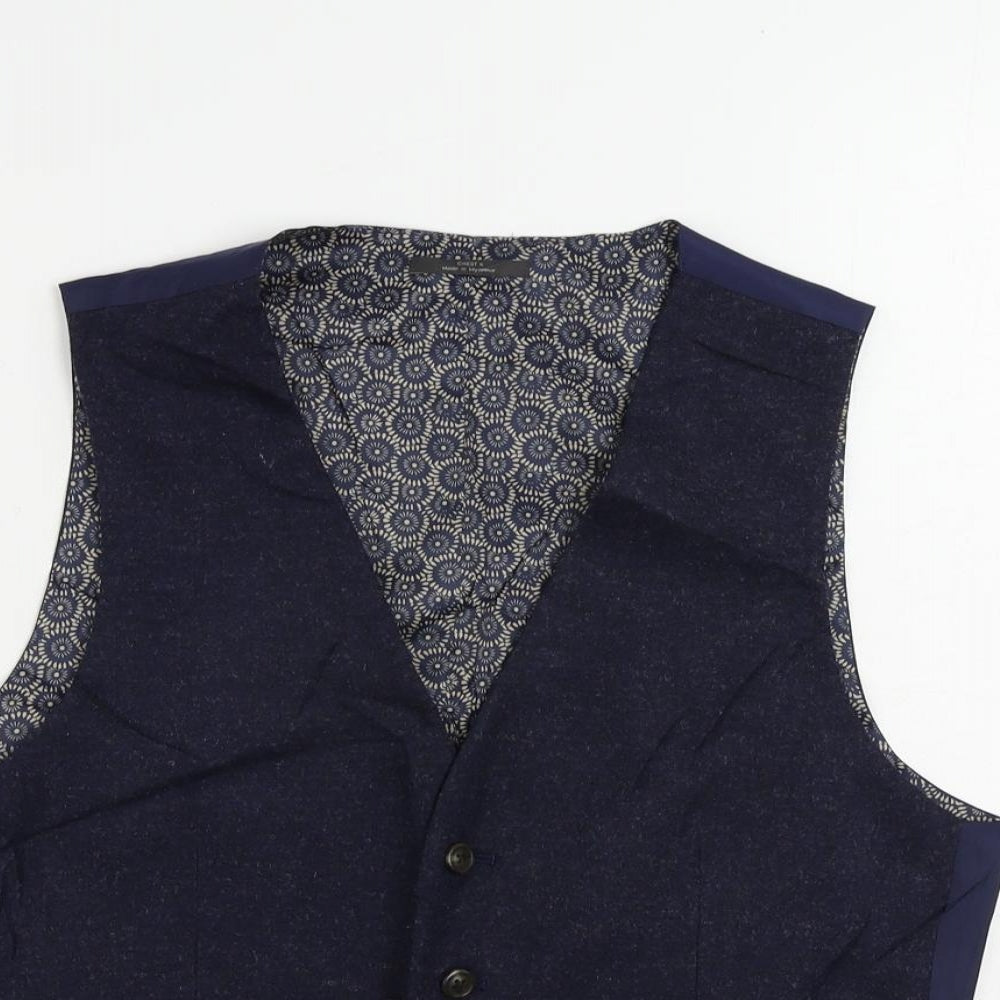 Marks and Spencer Mens Blue Wool Jacket Suit Waistcoat Size 36 Regular