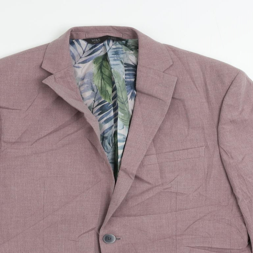 Marks and Spencer Mens Purple Polyester Jacket Suit Jacket Size 40 Regular
