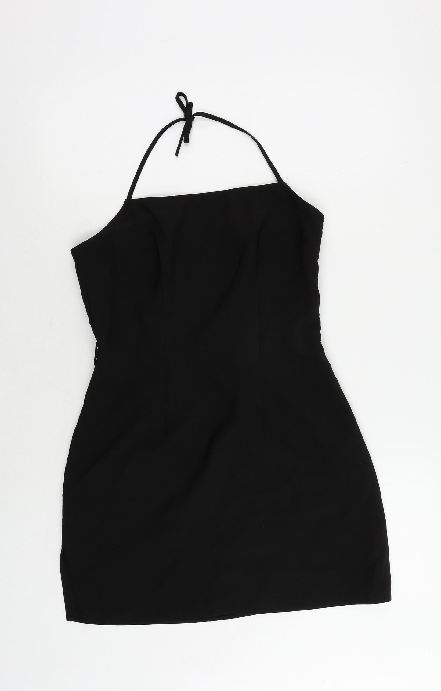 H&M Womens Black Polyester Mini Size 12 Halter Zip