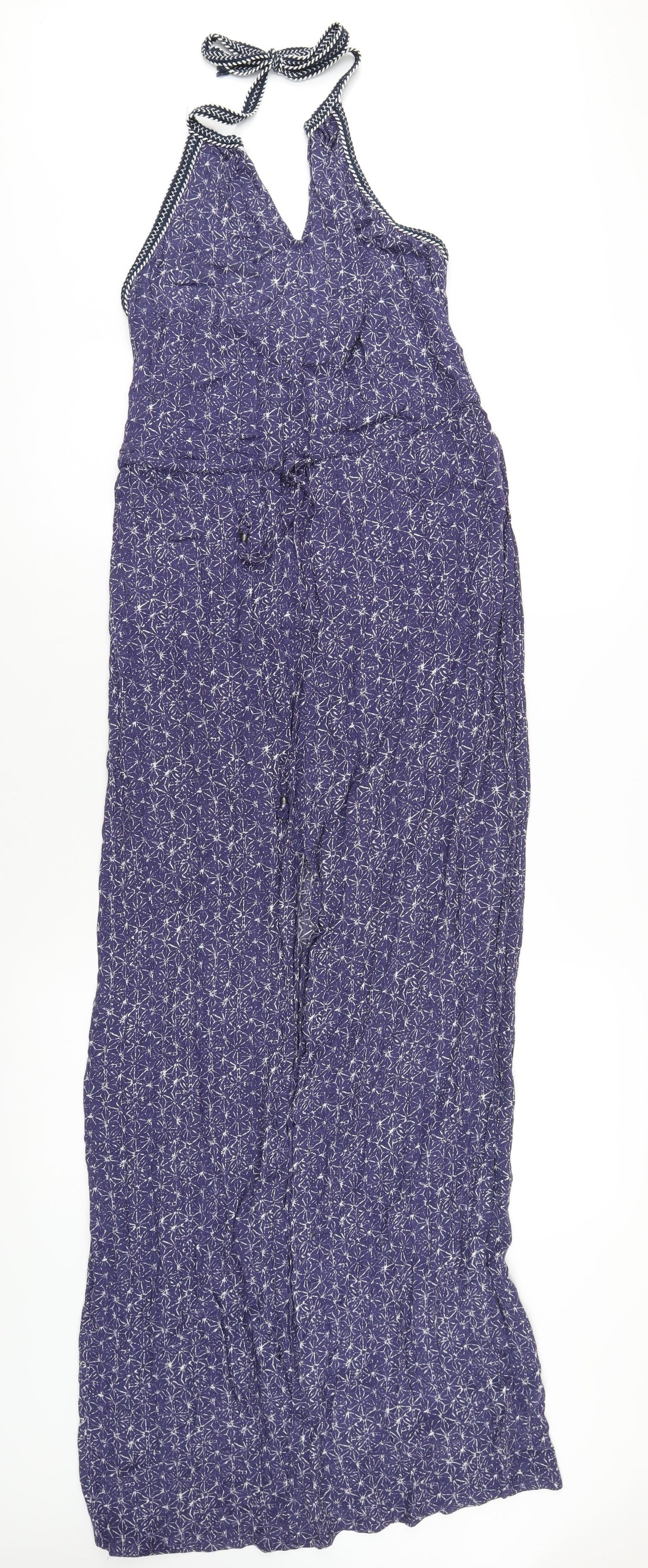 New Look Womens Blue Geometric Viscose Maxi Size 8 Halter Pullover