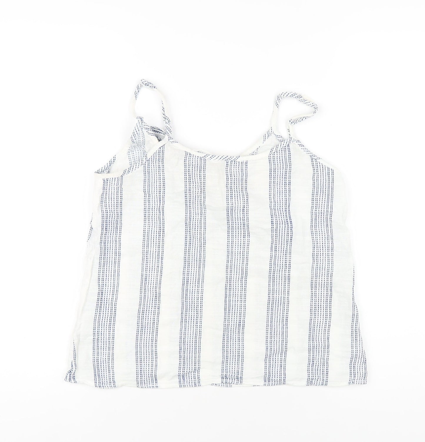 H&M Womens White Striped Cotton Camisole T-Shirt Size 10 V-Neck