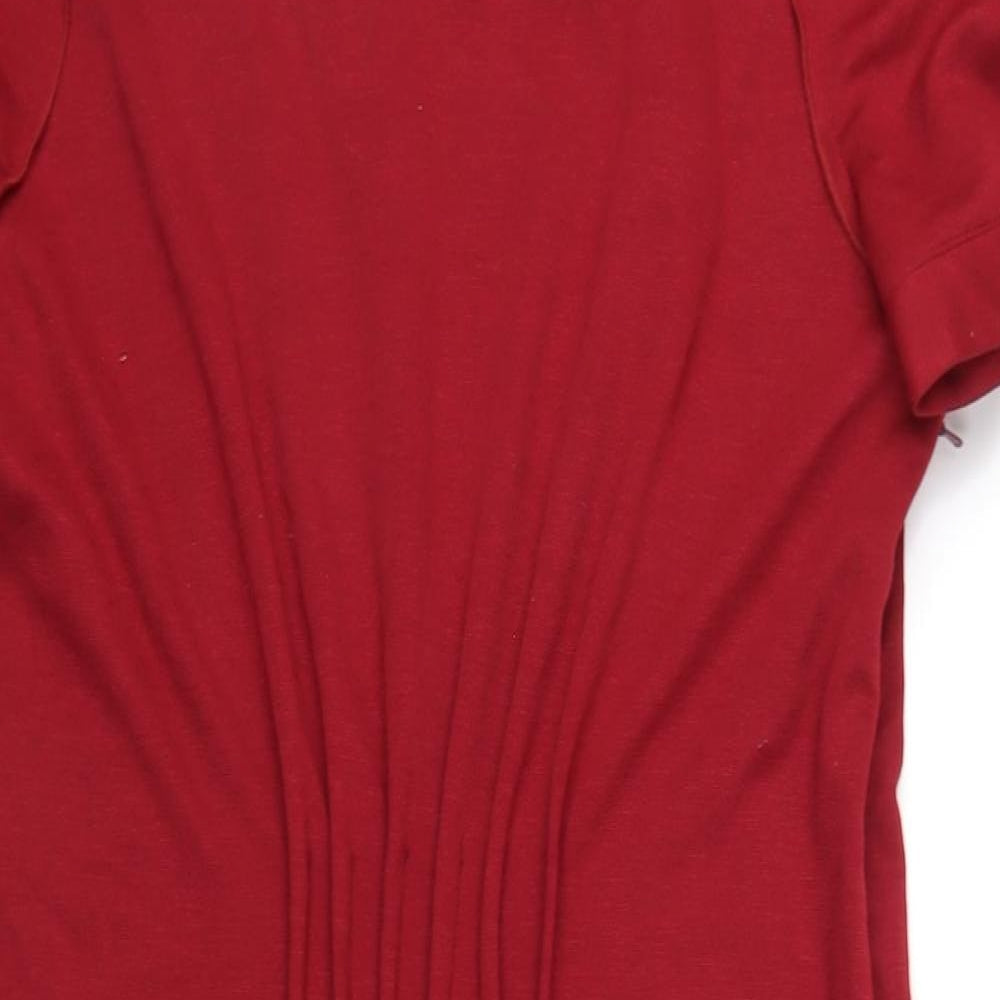 Betty Jackson Womens Red Polyester A-Line Size 14 Round Neck Zip