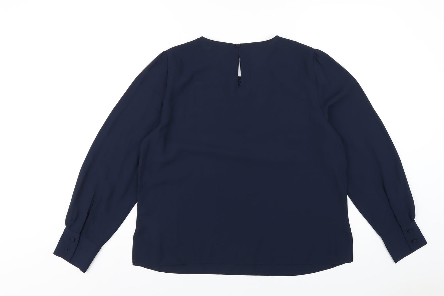 Marks and Spencer Womens Blue Polyester Basic T-Shirt Size 14 Round Neck