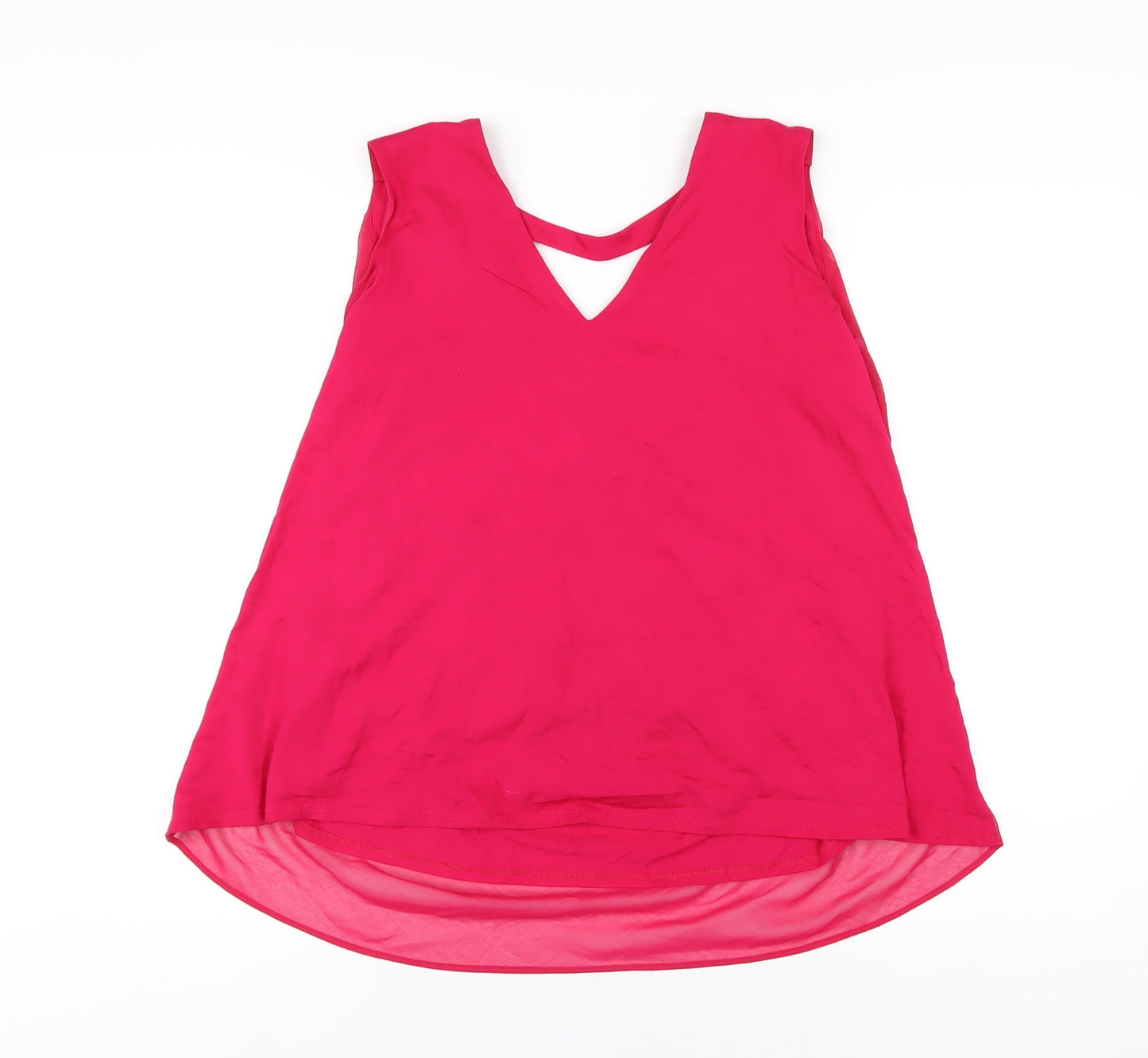 Phase Eight Womens Pink Viscose Basic Tank Size 12 V-Neck