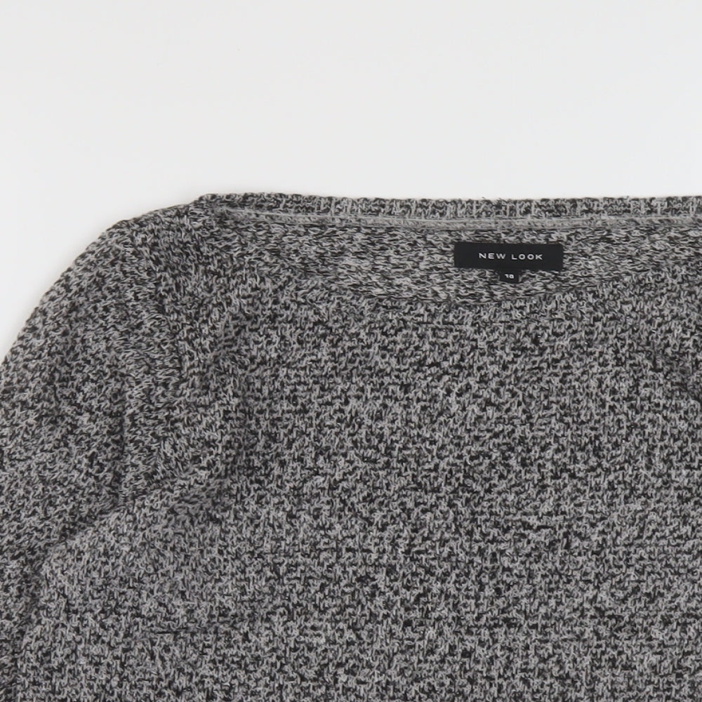 New Look Womens Grey Round Neck Polyester Pullover Jumper Size 10