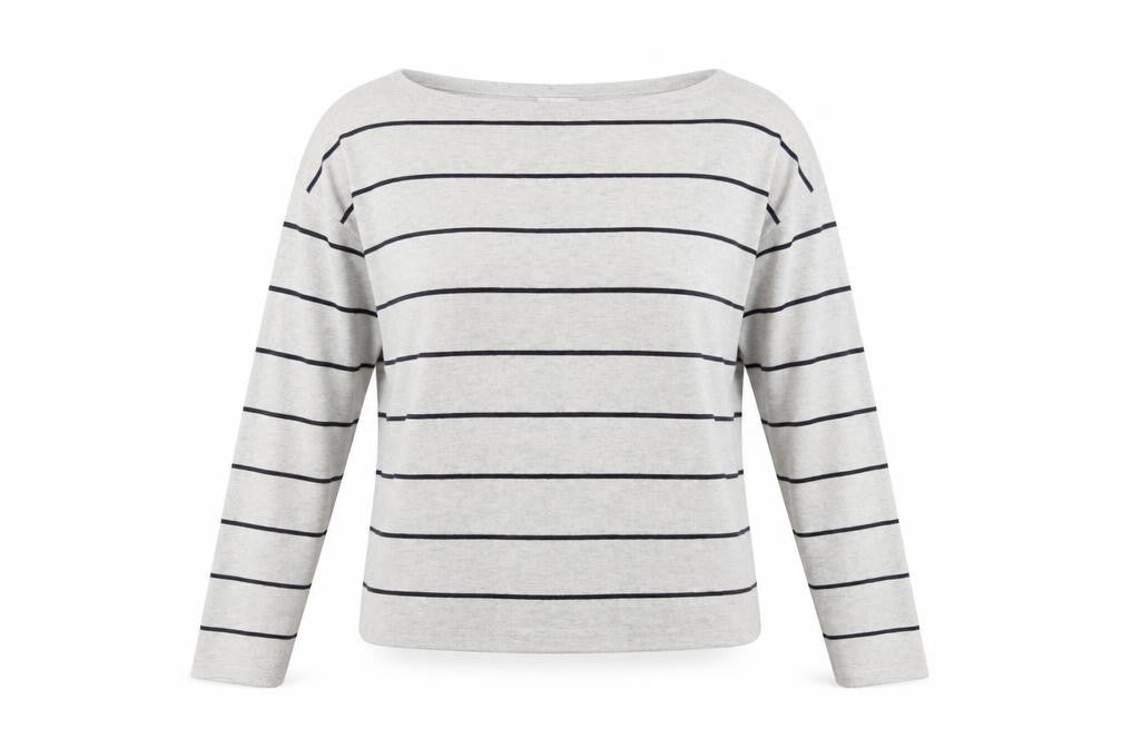 H&M Womens Ivory Round Neck Striped Cotton Pullover Jumper Size XS