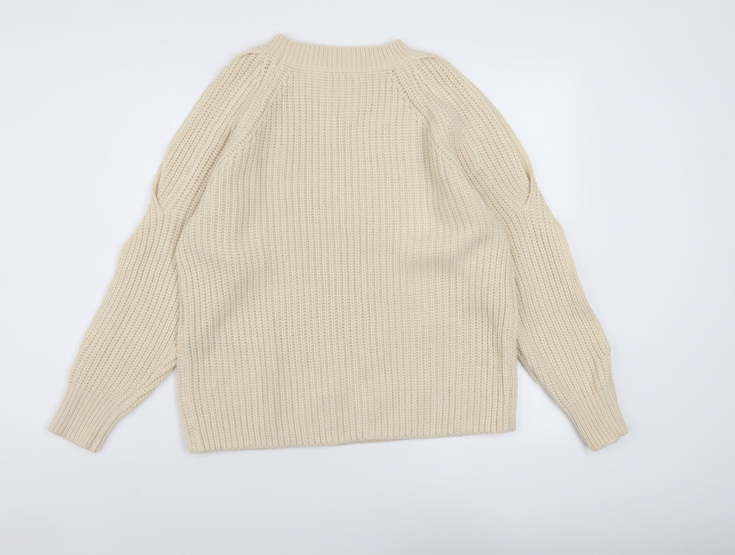 Very Womens Beige Crew Neck Acrylic Pullover Jumper Size 10