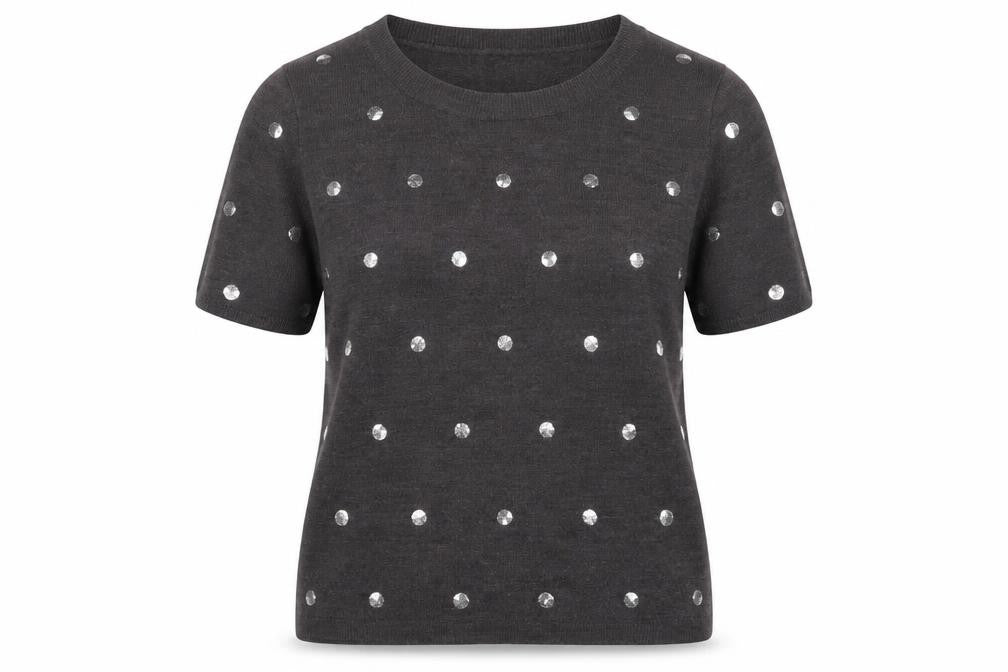 Marks and Spencer Womens Grey Round Neck Polka Dot Acrylic Pullover Jumper Size 16