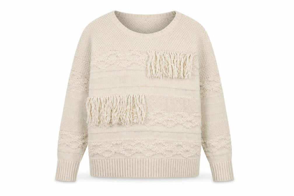 INC International Concepts Womens Ivory Round Neck Acrylic Pullover Jumper Size M