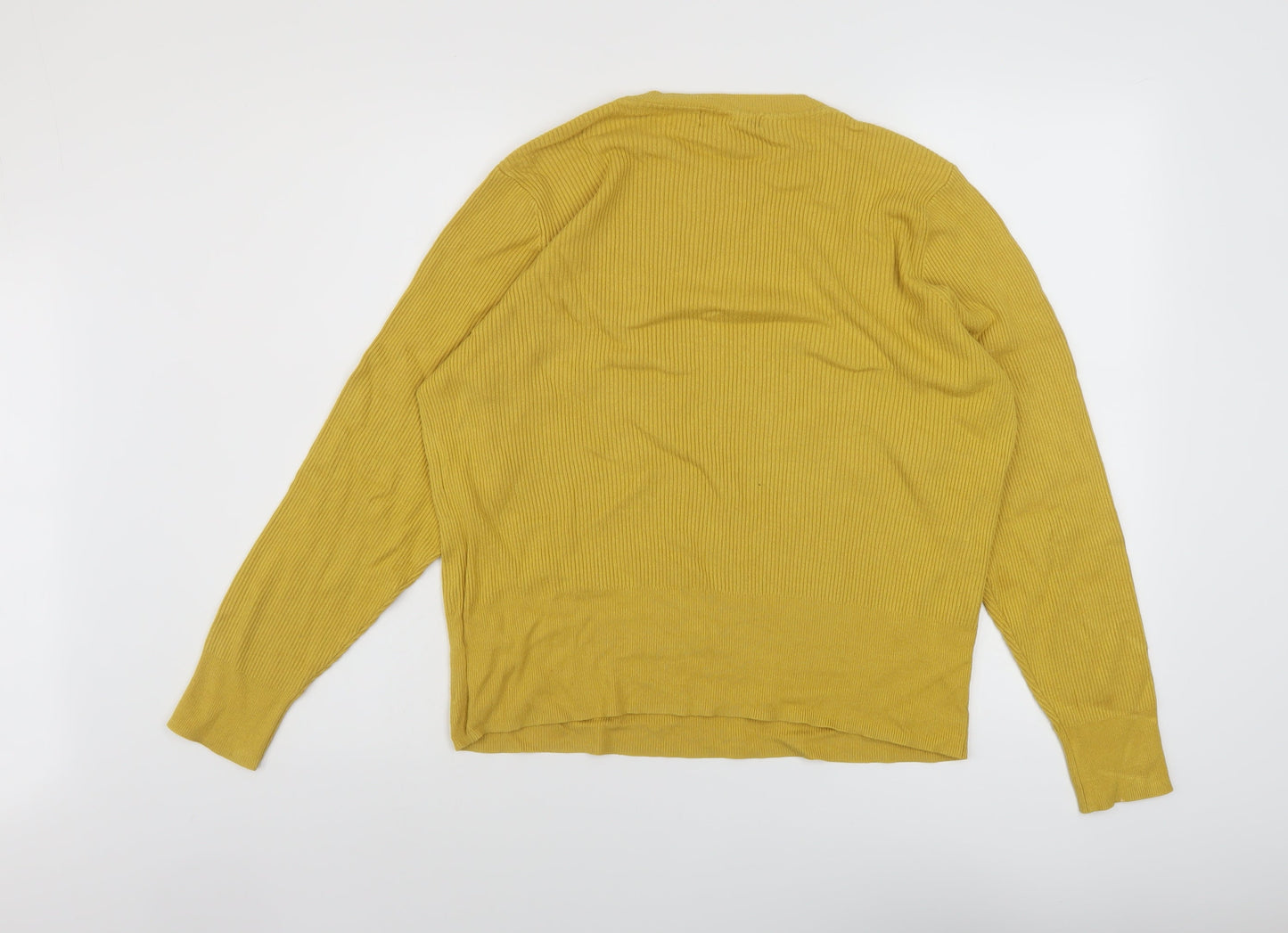 Marks and Spencer Womens Yellow Crew Neck Viscose Pullover Jumper Size 20