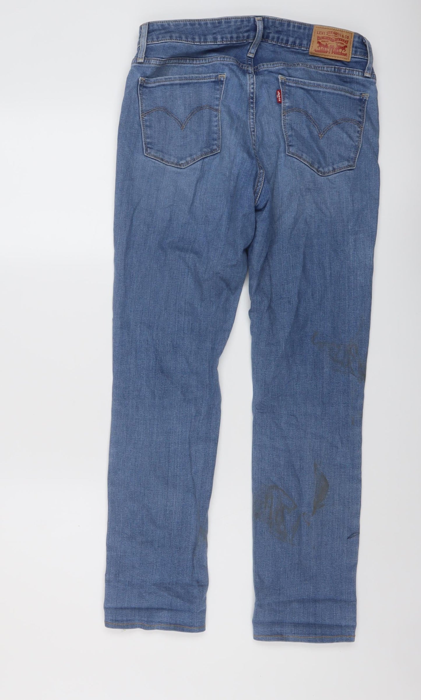 Levi's Womens Blue Cotton Straight Jeans Size 29 in L27 in Regular Button