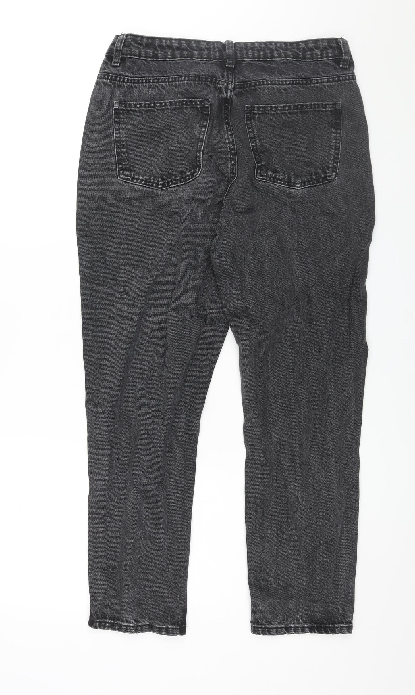 Denim & Co. Womens Black Cotton Mom Jeans Size 14 L27 in Regular Zip