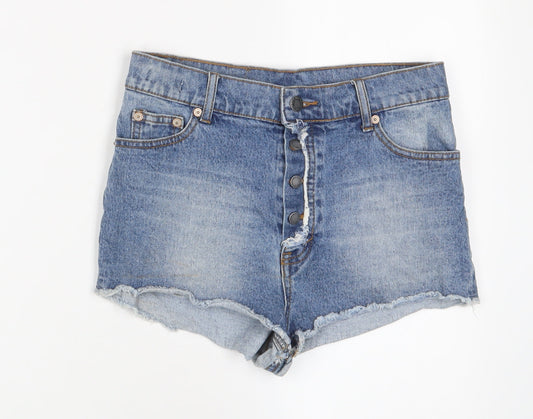 Cheap Monday Womens Blue Cotton Basic Shorts Size 29 in Regular Button