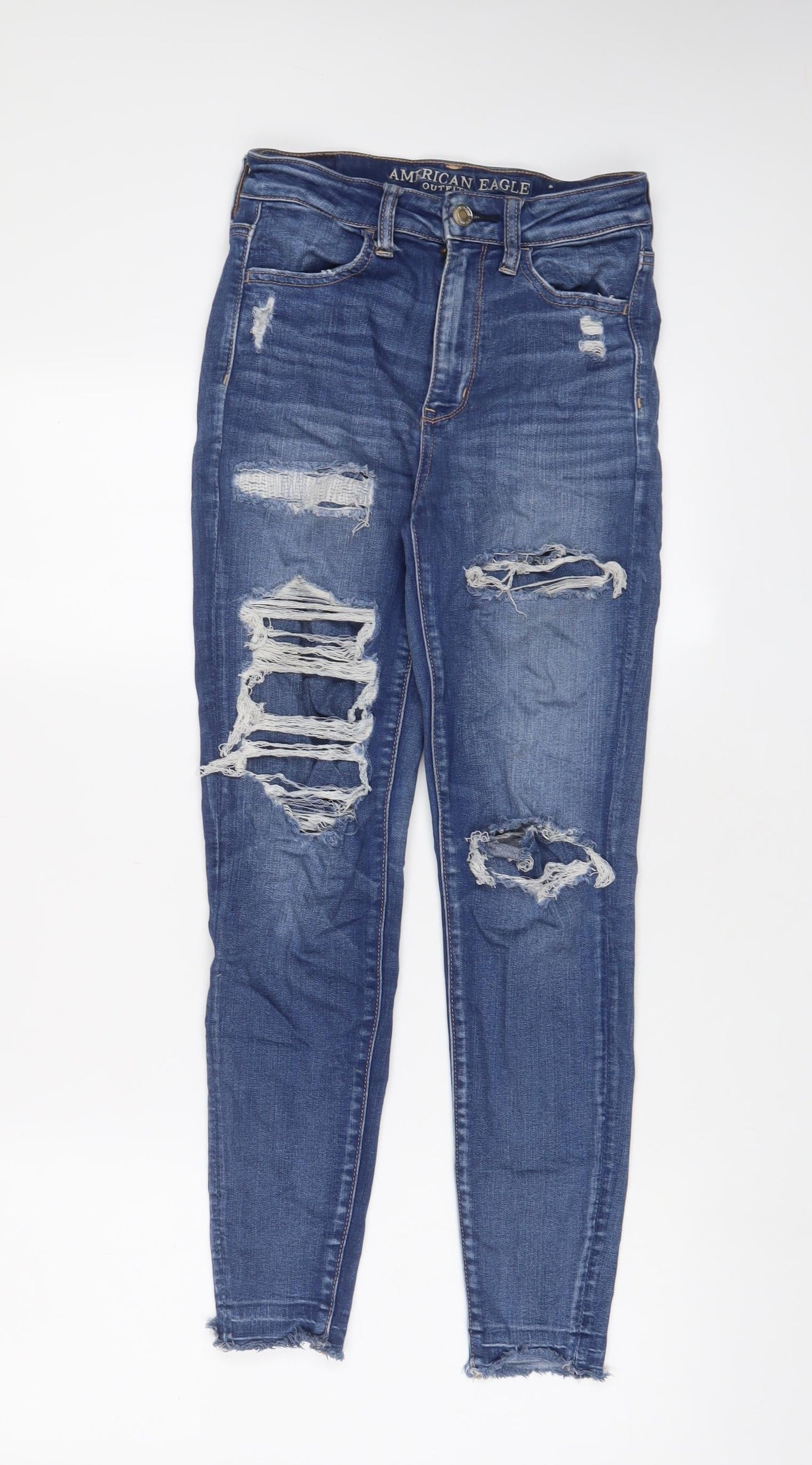 American Eagle Outfitters Womens Blue Cotton Skinny Jeans Size 26 in L26 in Regular Zip