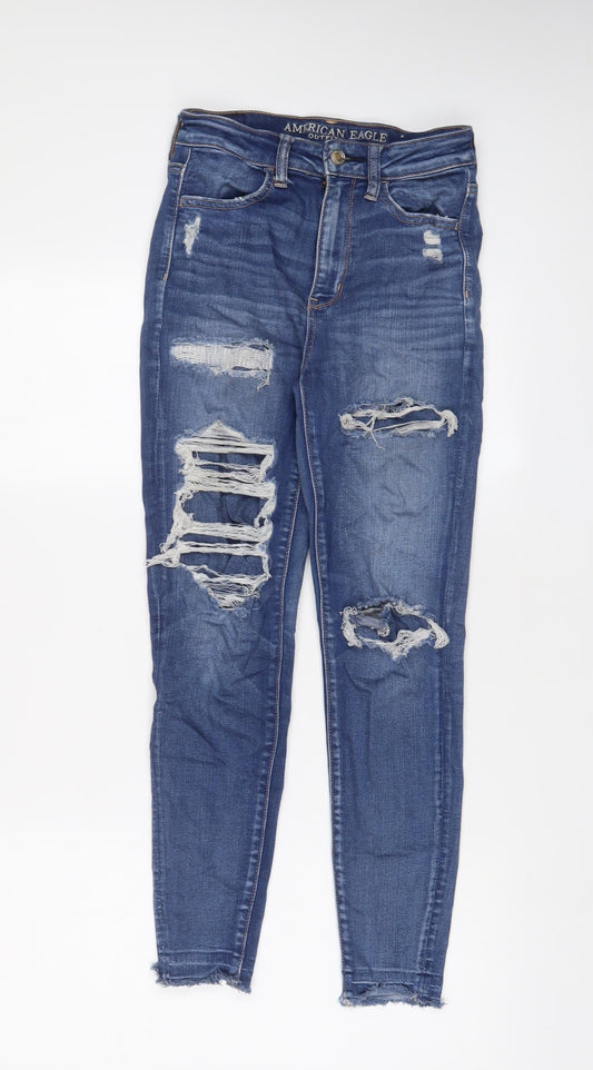American Eagle Outfitters Womens Blue Cotton Skinny Jeans Size 26 in L26 in Regular Zip