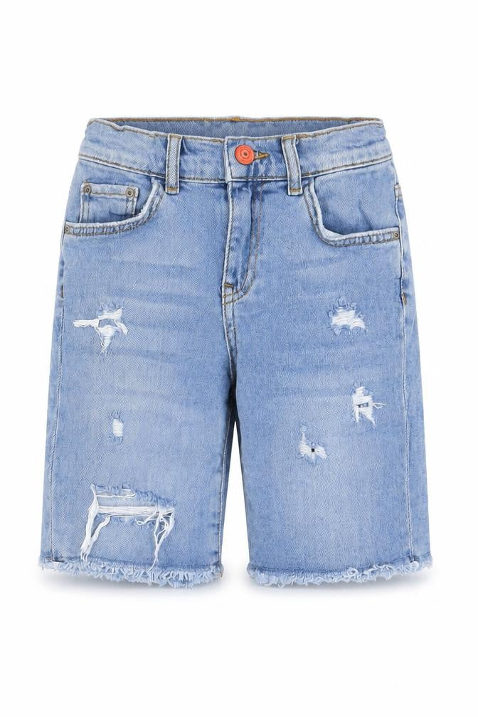 Zara Boys Blue Cotton Bermuda Shorts Size 9 Years L7 in Regular Zip - Distressed, Pockets