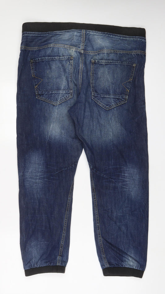 River Island Mens Blue Cotton Skinny Jeans Size 34 in L32 in Regular Drawstring