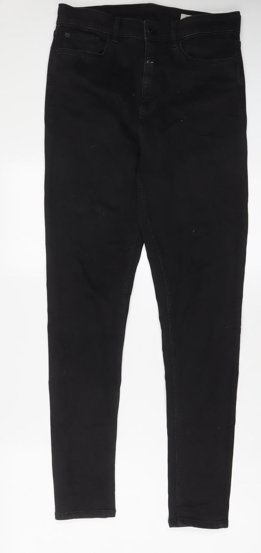 Marks and Spencer Womens Black Cotton Skinny Jeans Size 12 L31 in Regular Zip