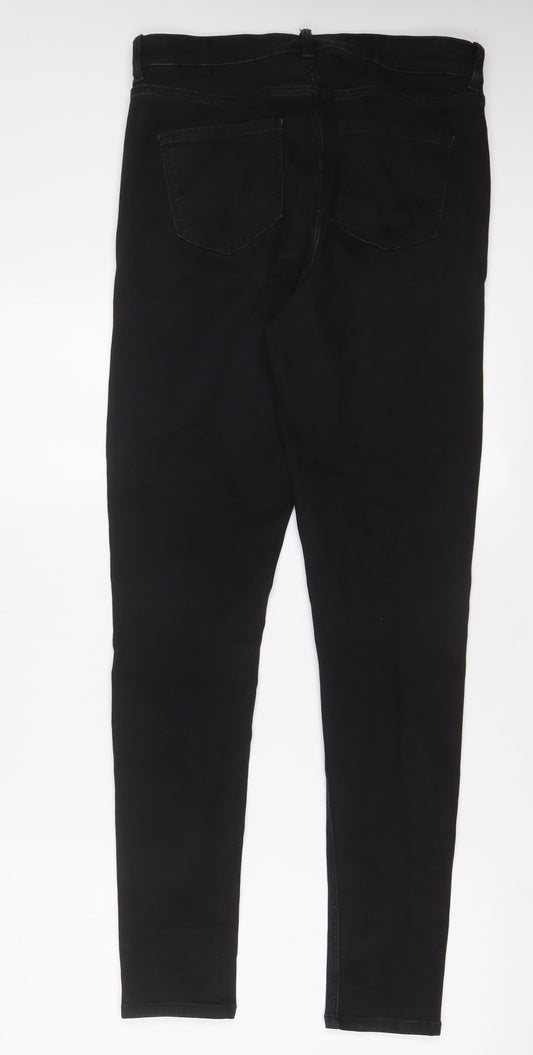 Marks and Spencer Womens Black Cotton Skinny Jeans Size 12 L31 in Regular Zip