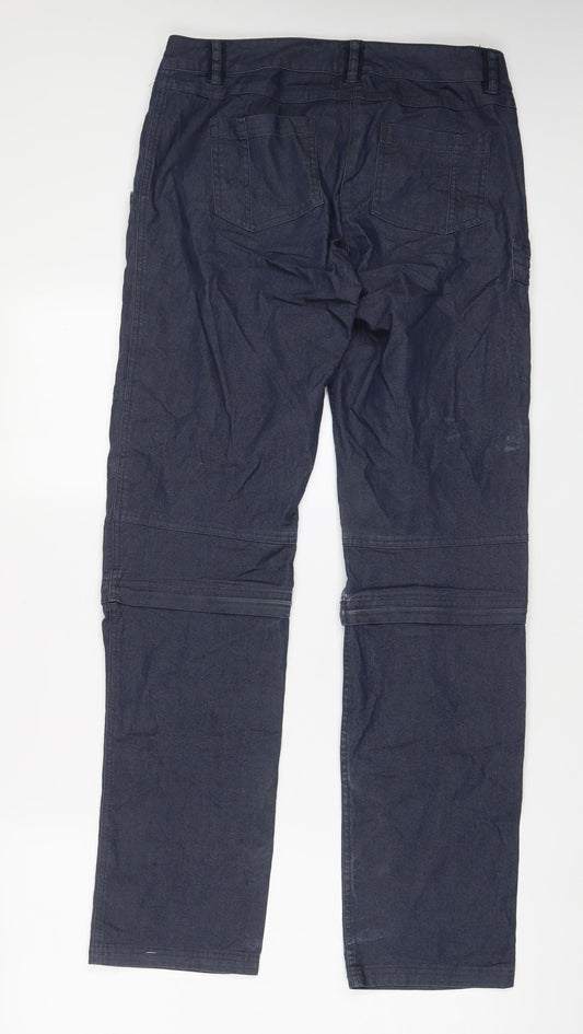 DECATHLON Womens Blue Cotton Straight Jeans Size 12 L31 in Regular Zip