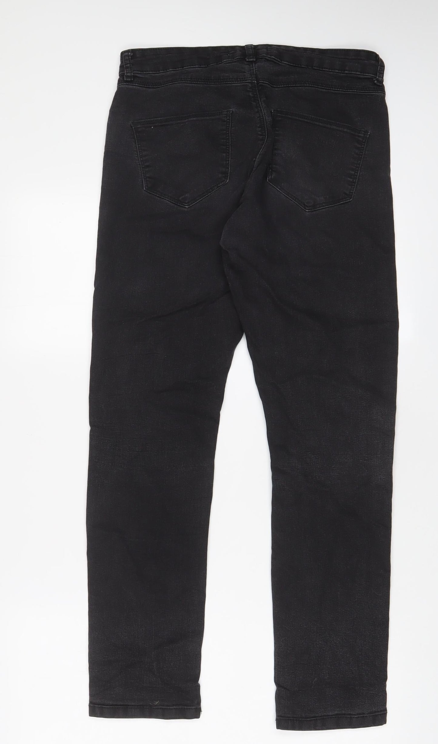 Dorothy Perkins Womens Grey Cotton Straight Jeans Size 10 L28 in Regular Zip