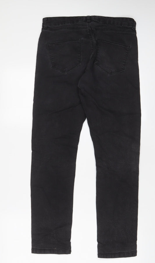 Dorothy Perkins Womens Grey Cotton Straight Jeans Size 10 L28 in Regular Zip