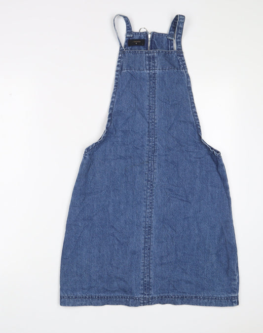 Matalan Womens Blue Cotton A-Line Size 10 Square Neck Zip