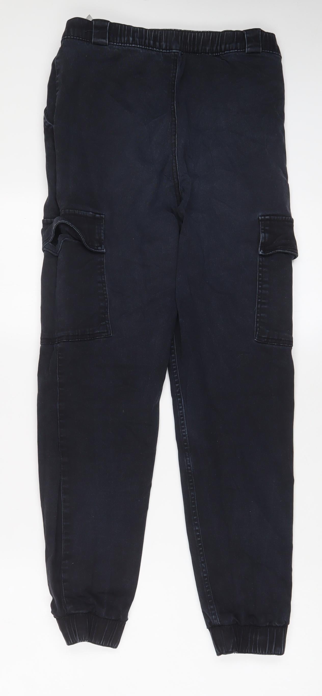Hollister Womens Blue Cotton Cargo Trousers Size M L28 in Regular Zip