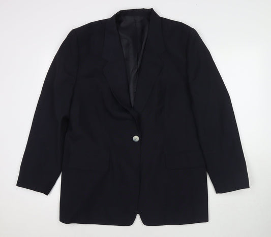 Trevira Womens Black Polyester Jacket Suit Jacket Size 18