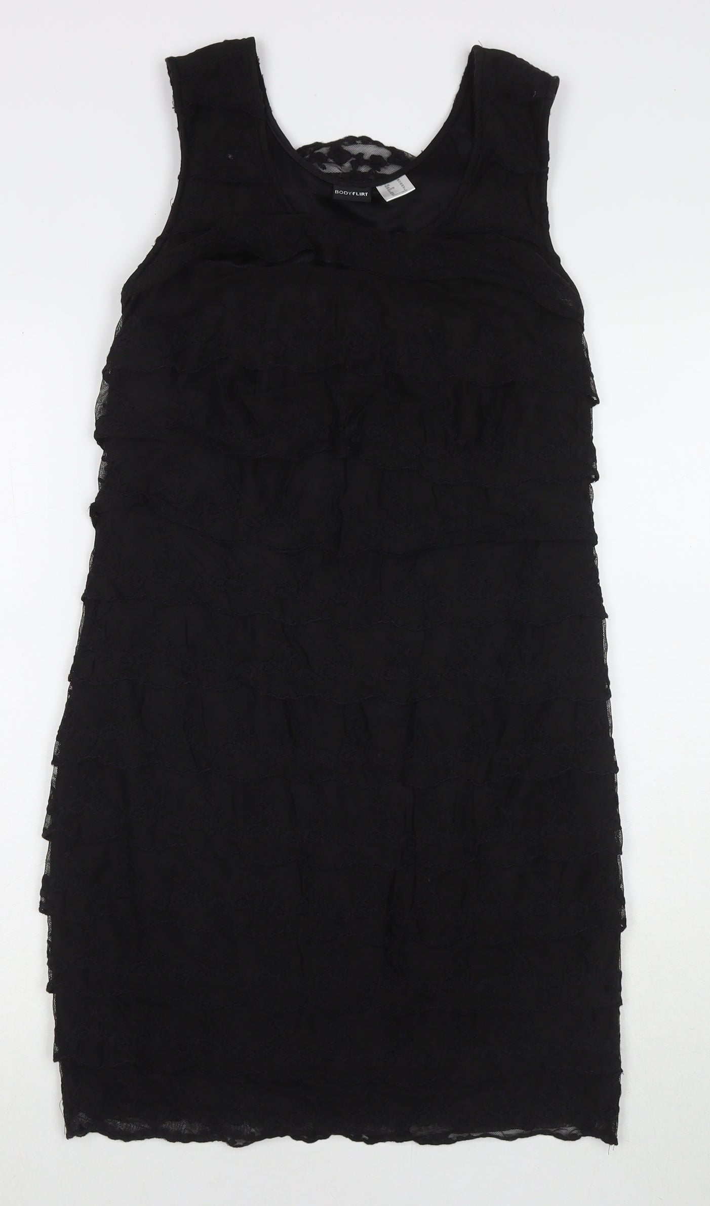 Body Flirt Womens Black Polyester Tank Dress Size 12 Scoop Neck Pullover