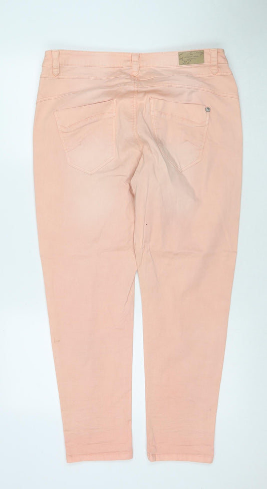 Charles Vogele Womens Beige Cotton Straight Jeans Size 14 L27 in Regular Zip