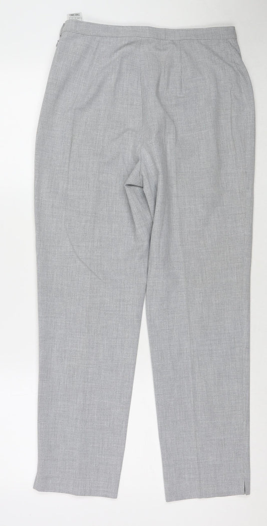 Marks and Spencer Womens Grey Polyester Trousers Size 12 L27 in Regular Tie