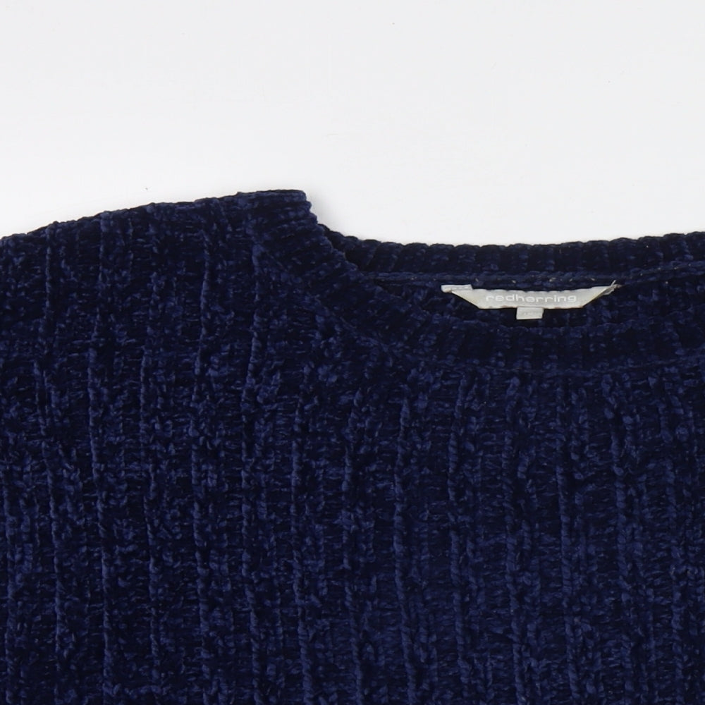 Red Herring Womens Blue Round Neck Polyester Pullover Jumper Size 12