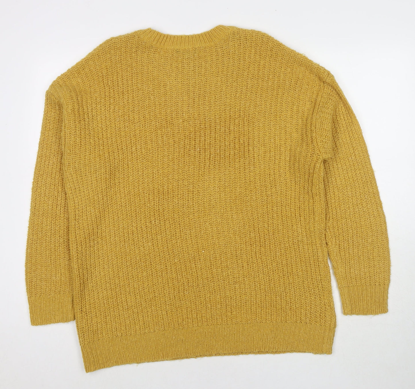 New Look Womens Yellow Round Neck Acrylic Pullover Jumper Size M