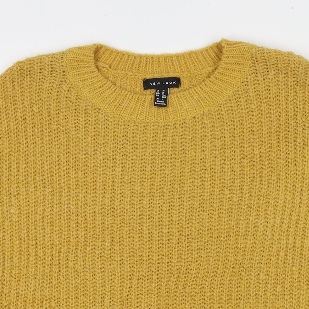 New Look Womens Yellow Round Neck Acrylic Pullover Jumper Size M