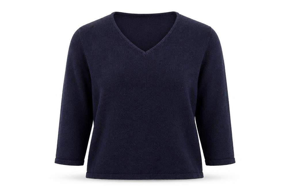 Carolyn Taylor Womens Blue V-Neck Acrylic Pullover Jumper Size M - Size M/L