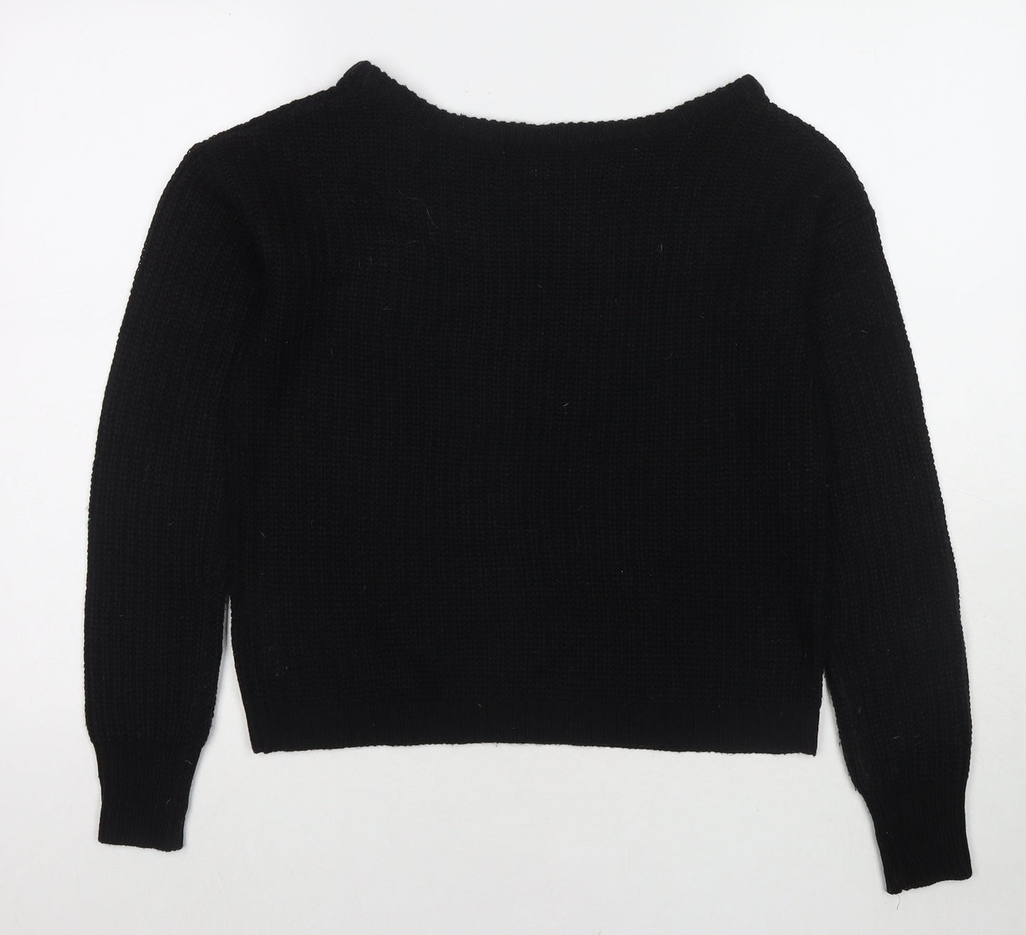 Missguided Womens Black Round Neck Acrylic Pullover Jumper Size 6