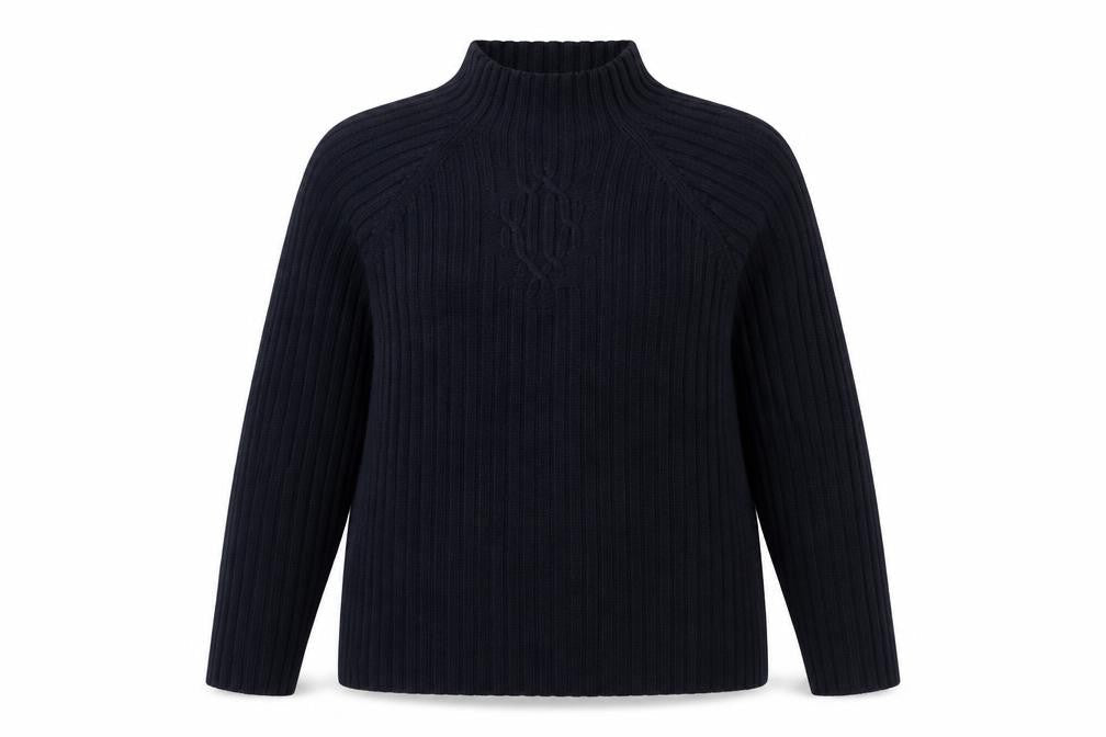 Womens UK 14 Regular Lakeland Blue Pullover Tight-Knit